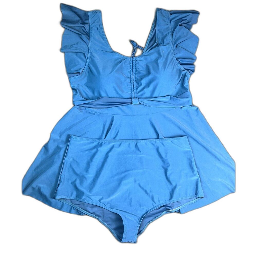 Daci Plus Size Tankini Flowy Top 2pc Tummy Control Swimwear Summer SZ 4XL:NWOT